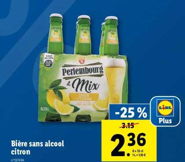 Bière Sans Alcool Citron Perlembourg