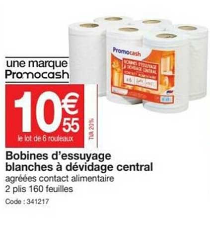 bobines d'essuyage lanches à dévidage central