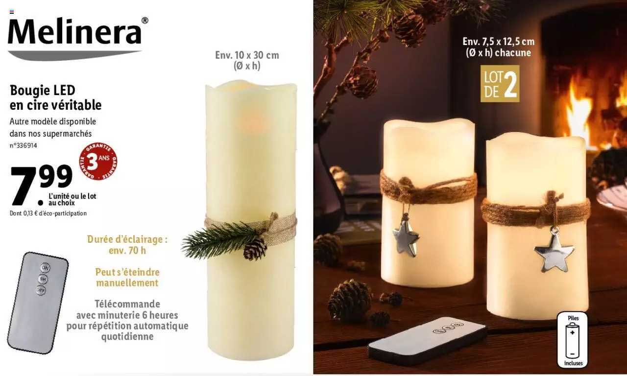 bougie led en cire véritable melinera