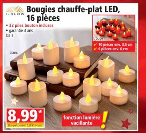 bougies chauffe-plat led, 16 pièces i-glow