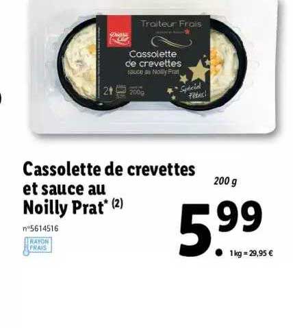 cassolette de crevettes et sauce au noilly prat