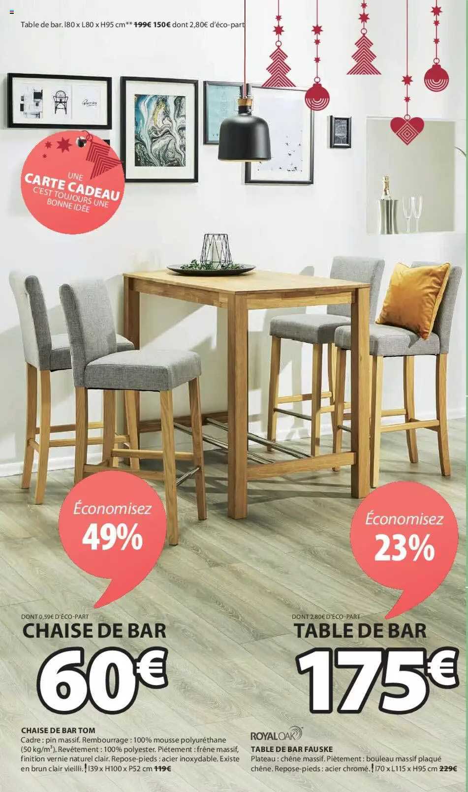 chaise de bar tom, table de bar fauske royal oak