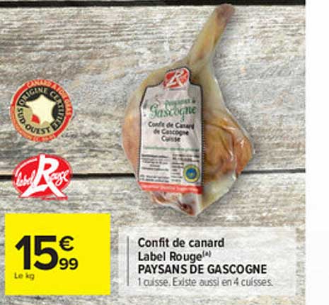 confit de canard label rouge paysans de gascogne