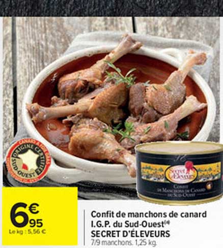 confit de manchons de canard i.g.p. du sud-ouest secret d'éleveurs
