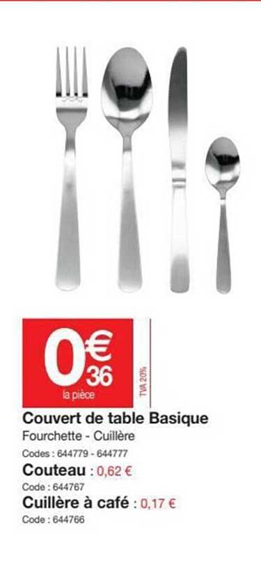 couvert de table basique : couteau, cuillère à café