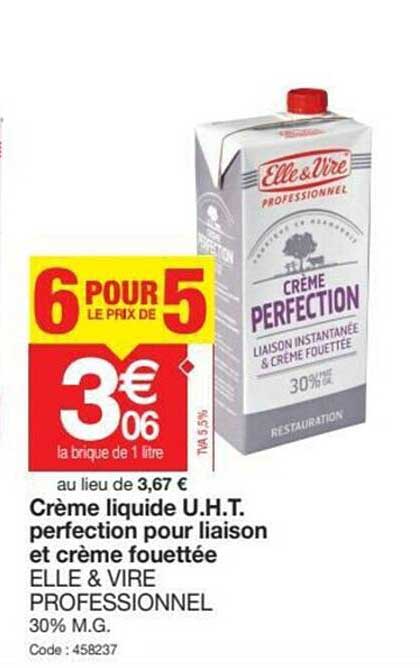 crème liquide u.h.t. perfection pour liaison et crême fouettée elle & vire professionnel