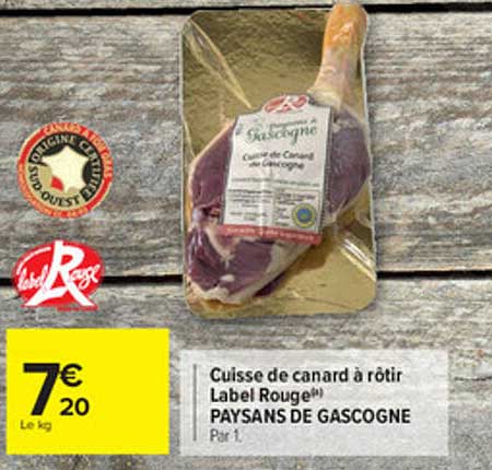 cuisse de canard à rôtir label rouge paysans de gascogne