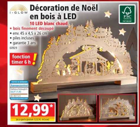 décoration de noël en bois à led i-glow