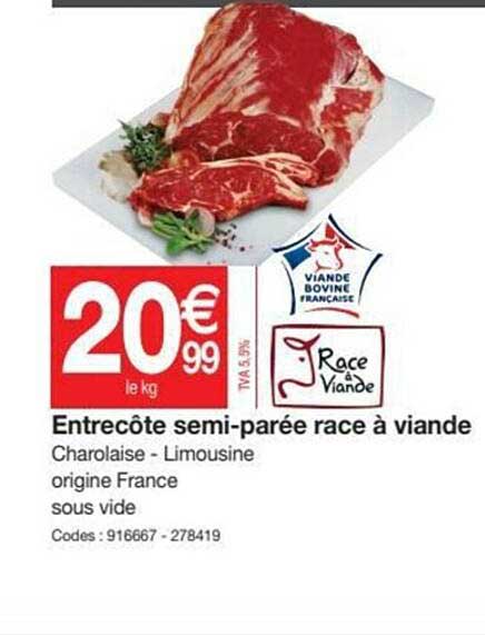 entrecôte semi-parée race à viande