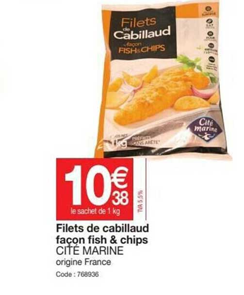 filets de cabillaud façon fish & chips cité marine