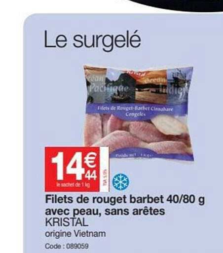Filets De Rouget Barbet 40-80 G Avec Peau, Sans Arêtes Kristal