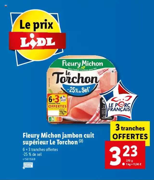 fleury michon jambon cuit supérieur le torchon