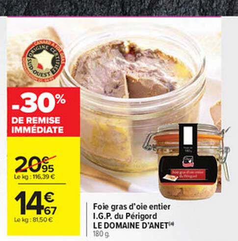 foie gras d'oie entier i.g.p. du périgord le domaine d'anet