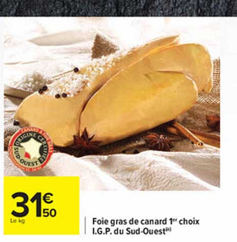 foie gras de canard 1er choix i.g.p. du sud-ouest