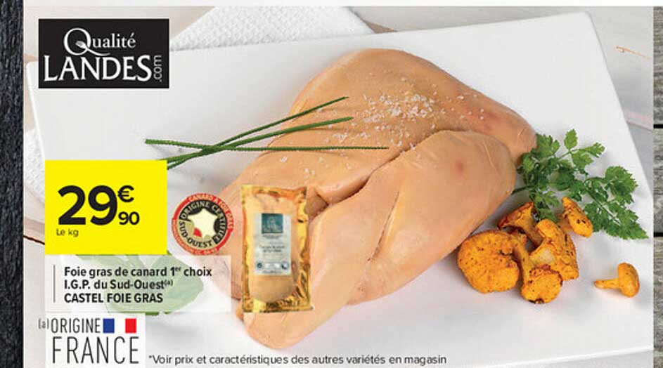 foie gras de canard 1er choix i.g.p. du sud-ouest castel foie gras
