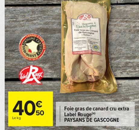 foie gras de canard cru extra label rouge paysans de gascogne