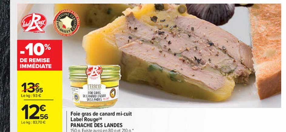 foie gras de canard mi-cuit label rouge panaché des landes