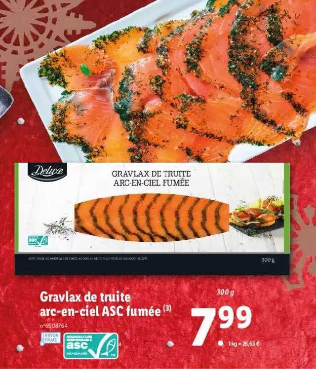 gravlax de truite arc-en-ciel asc fumée deluxe