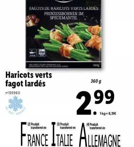 haricots verts fagot lardés
