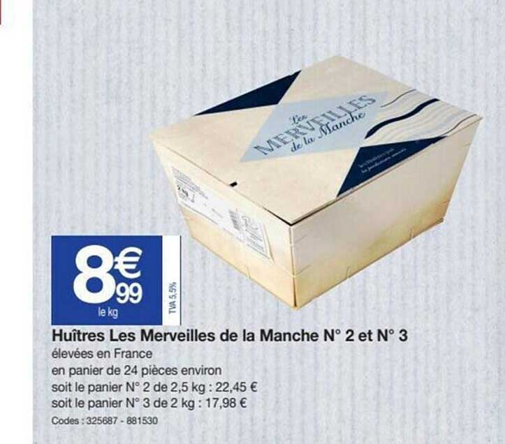 Huîtres Les Merveilles De La Manche N°2 Et N°3