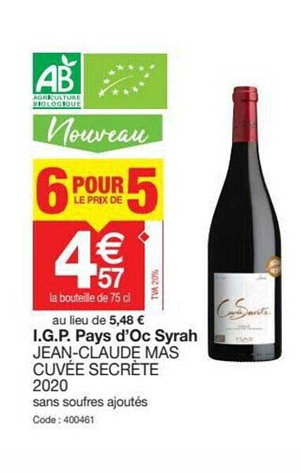 i.g.p. pays d'oc syrah jean-claude mas cuvée secrète 2020