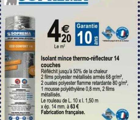 isolant mince thermo-réflecteur 14 couches