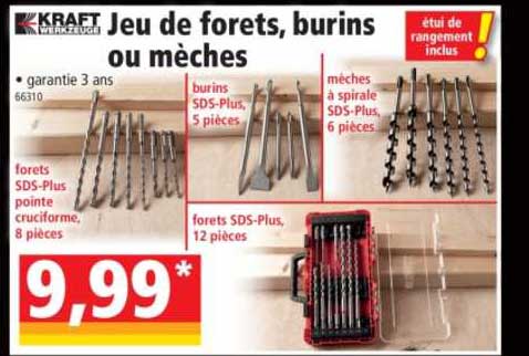 jeu de forets, burins ou mèche kraft werkzeuge
