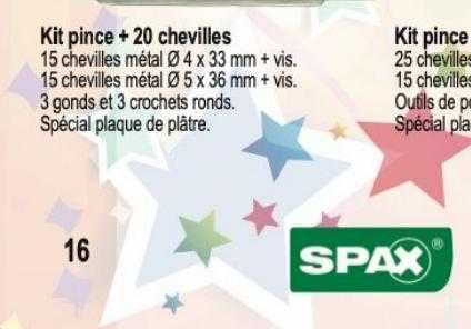 kit pince + 20 chevilles spax