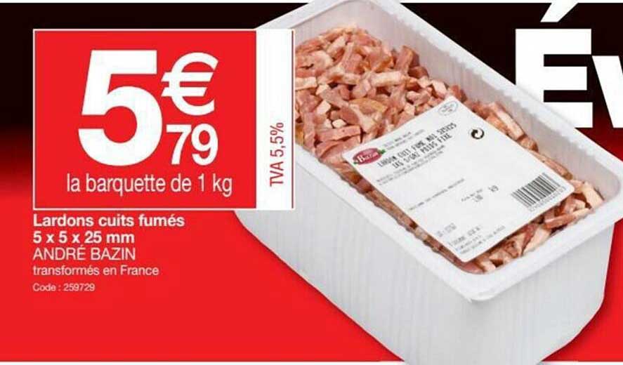 lardons cuits fumés 5 x 5 x 25 mm andré bazin