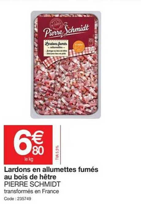 lardons en allumettes fumés au bois de hêtre pierre schmidt