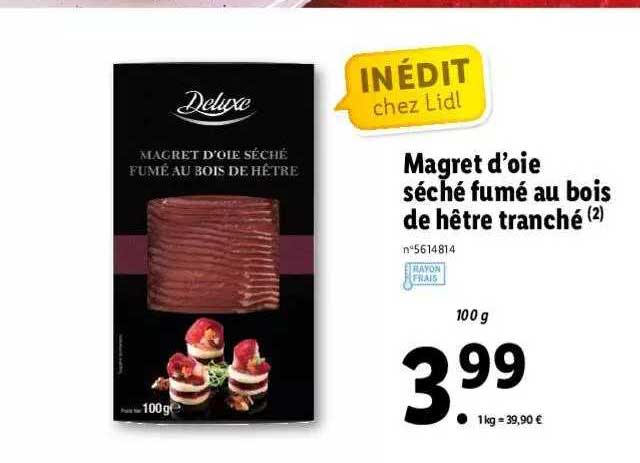 magret d'oie séché fumé au bois de hêtre tranché deluxe