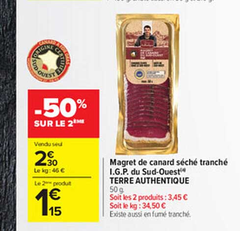 magret de canard séché tranché i.g.p. du sud-ouest terre authentique