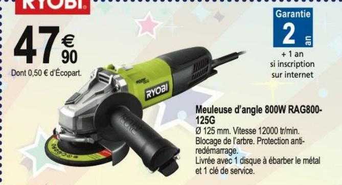 Meuleuse D'angle 800w Rag800-125g Ryobi
