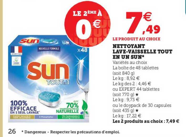 Nettoyant Lave-vaisselle Tout En Un Sun