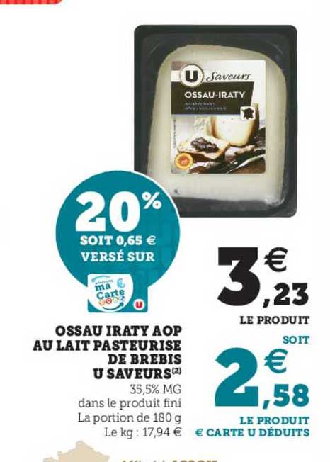 ossau iraty aop au lait pasteurisé de brebis u saveurs