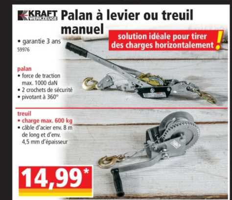 palan à levier ou treuil manuel kraft werkzeuge