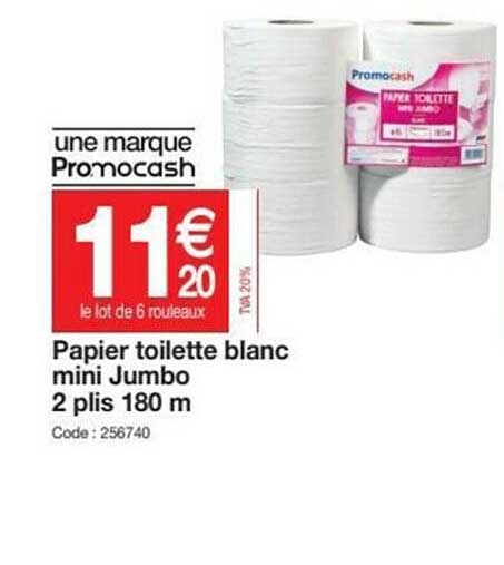 papier toilette blanc mini jumbo 2 plis 180 m