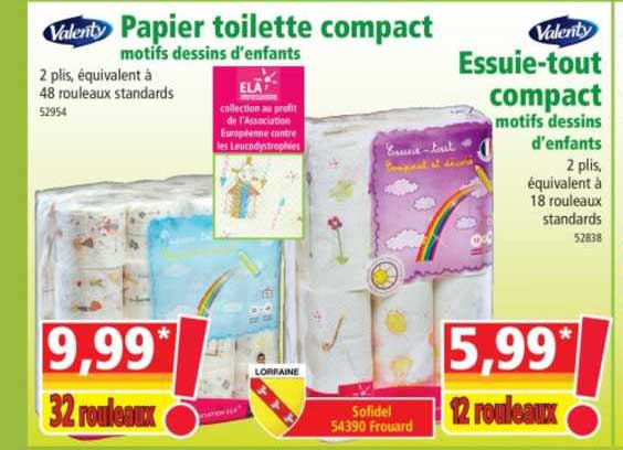papier toilette compact motifs dessins d'enfants valenty