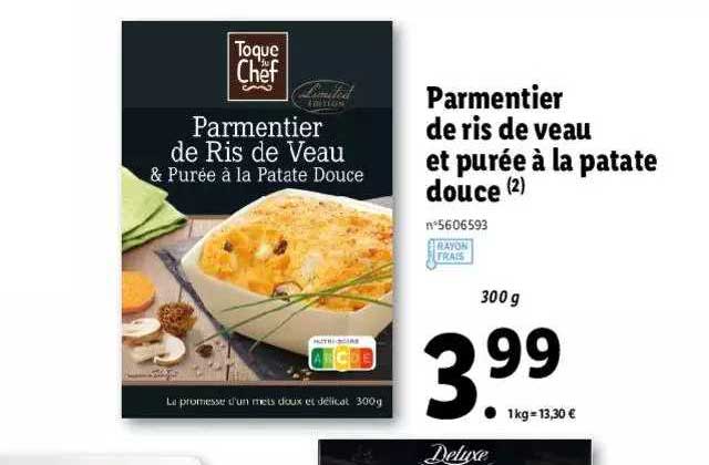 parmentier de ris de veau et purée à la patate douce toque du chef