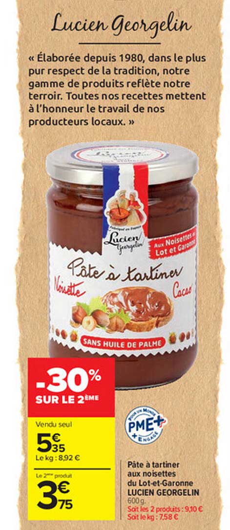 pâte à tartiner aux noisettes du lot-et-garonne lucien georgelin