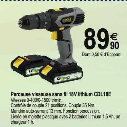 perceuse visseuse sans fil 18v lithium cdl18e far tools
