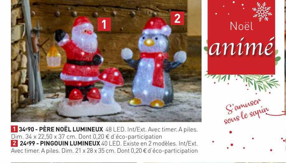 père noël lumineux, pingouin lumineux