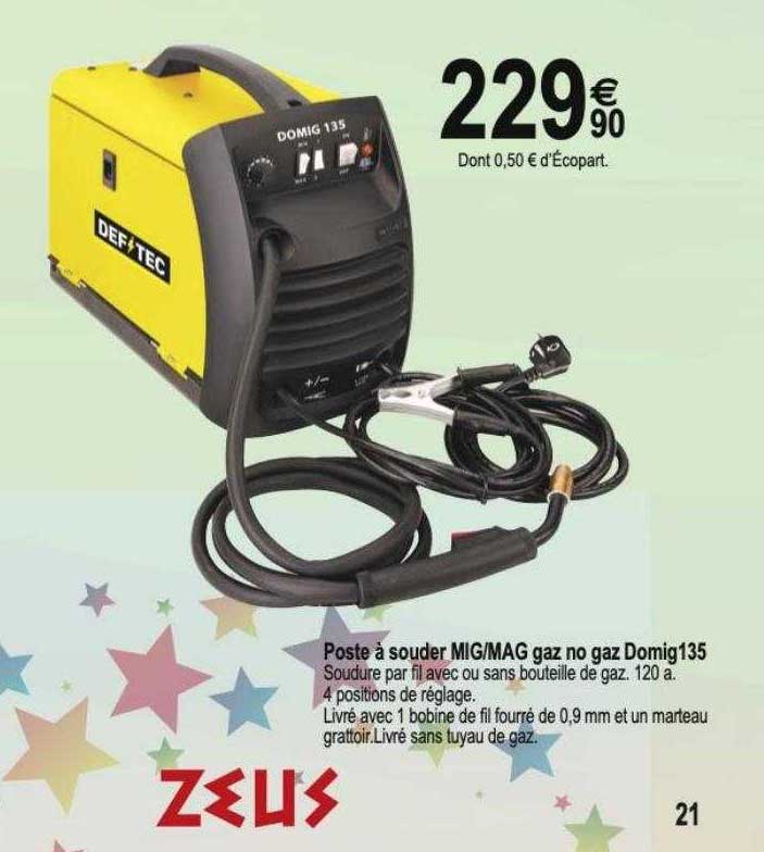 poste à souder mig-mag gaz no gaz domig135 zeus