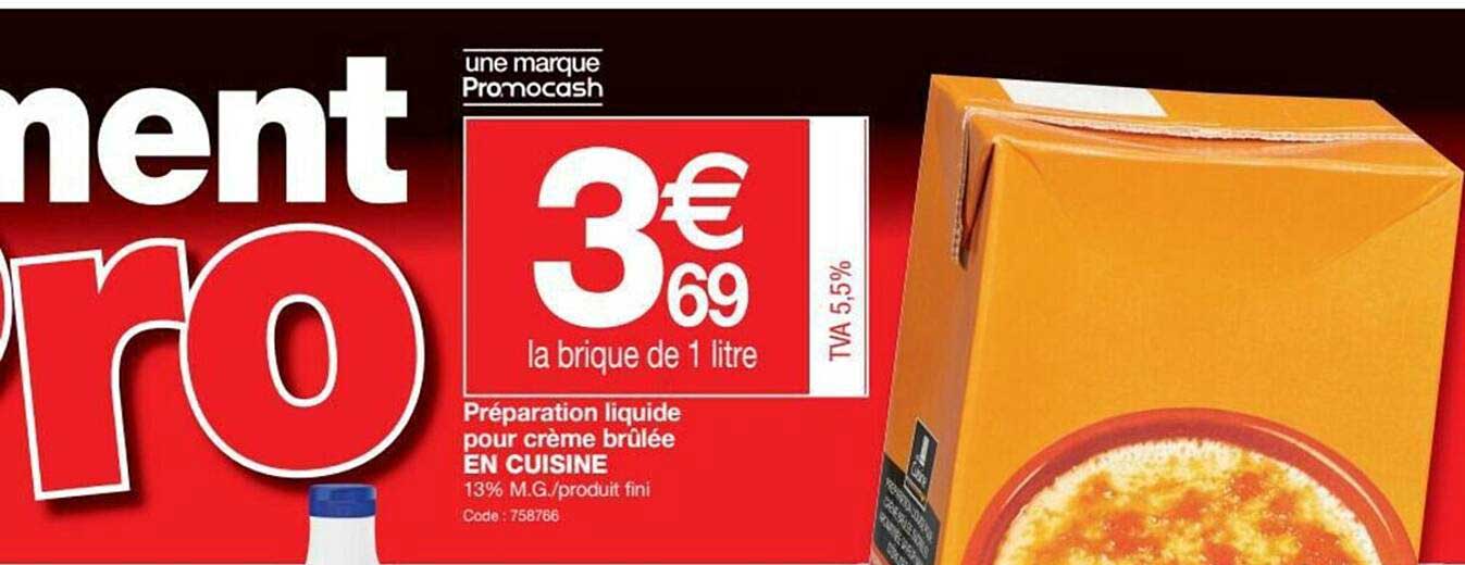 préparation liquide pour crème brûlée en cuisine