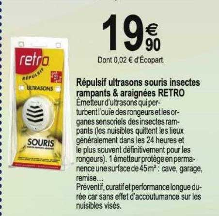 répulsif ultrasons souris insectes rampants & araignées retro