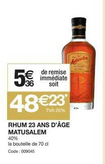 rhum 23 ans d'âge matusalem