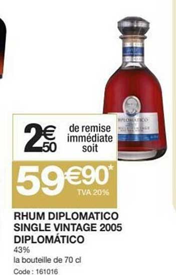 rhum diplomatico single vintage 2005 diplomático