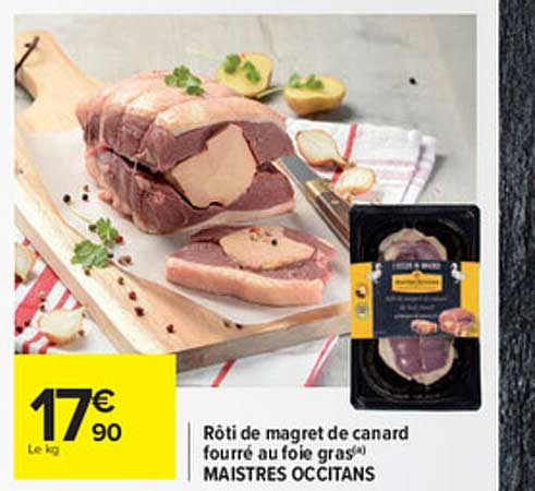 rôti de magret de canard fourré au foie gras maistres occitans