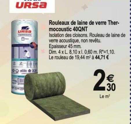 Rouleaux De Laine De Verre Therocoustic 40qnt