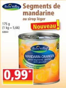 segments de mandarine au sirop léger river valley
